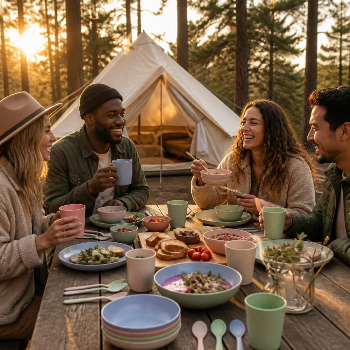 Bio-based picknickservies set, 28 delig