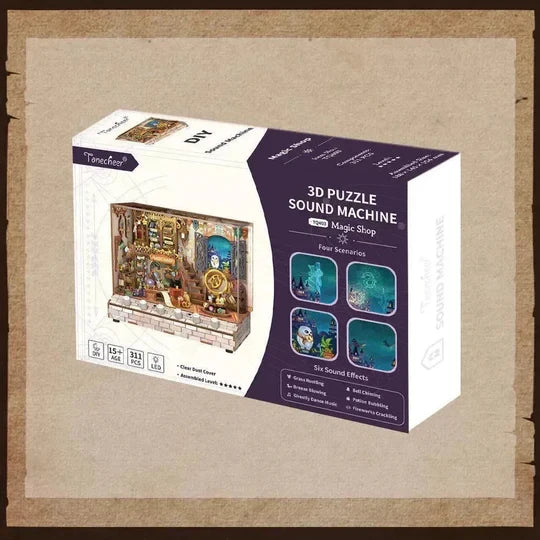 3D diy houten puzzel miniature house magic shop, 15,4 cm