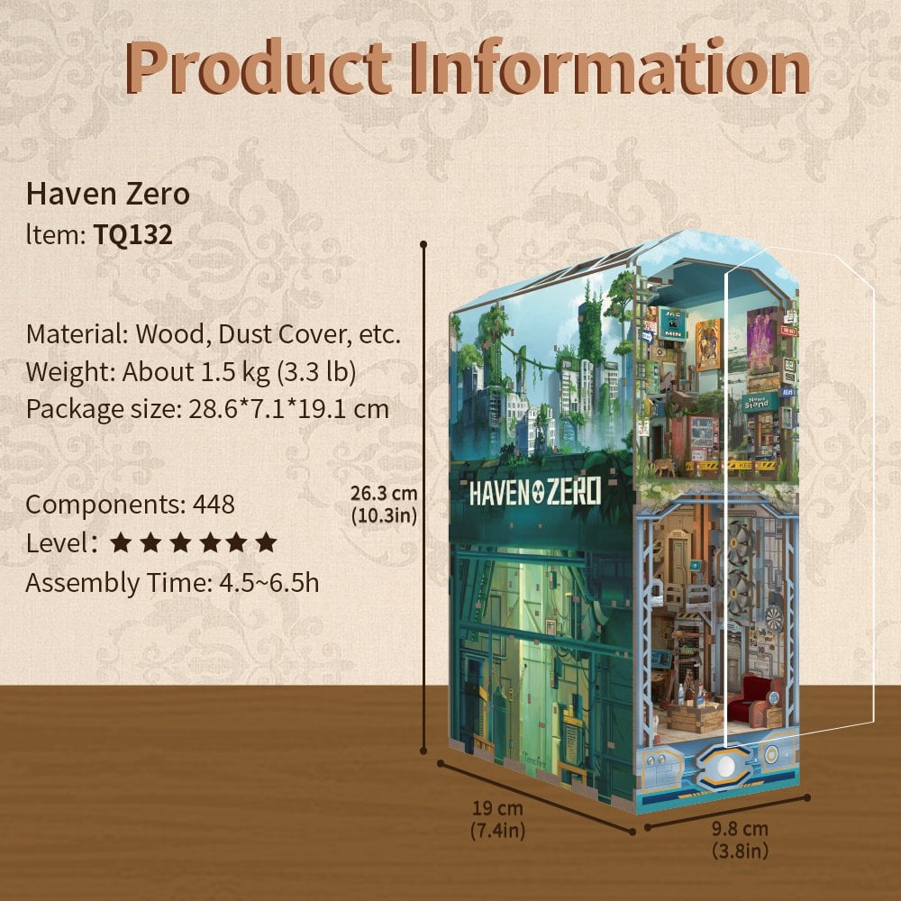 DIY book nook haven zero bookend, 26,3 cm