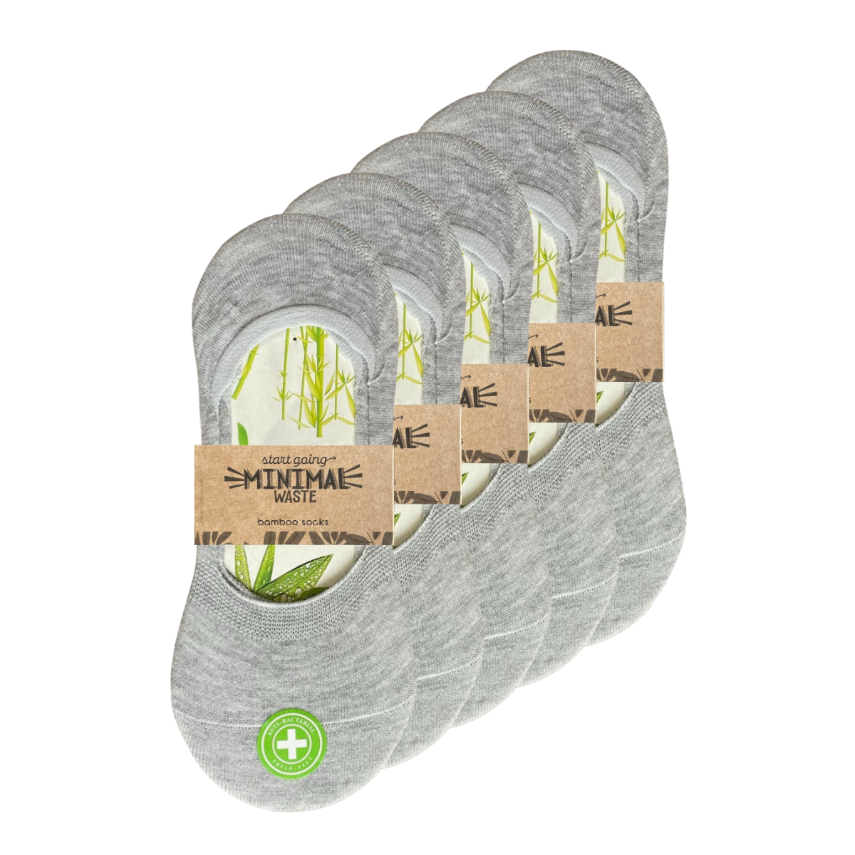 Bamboe footies grijs, set van 5 paar, maat 35-39