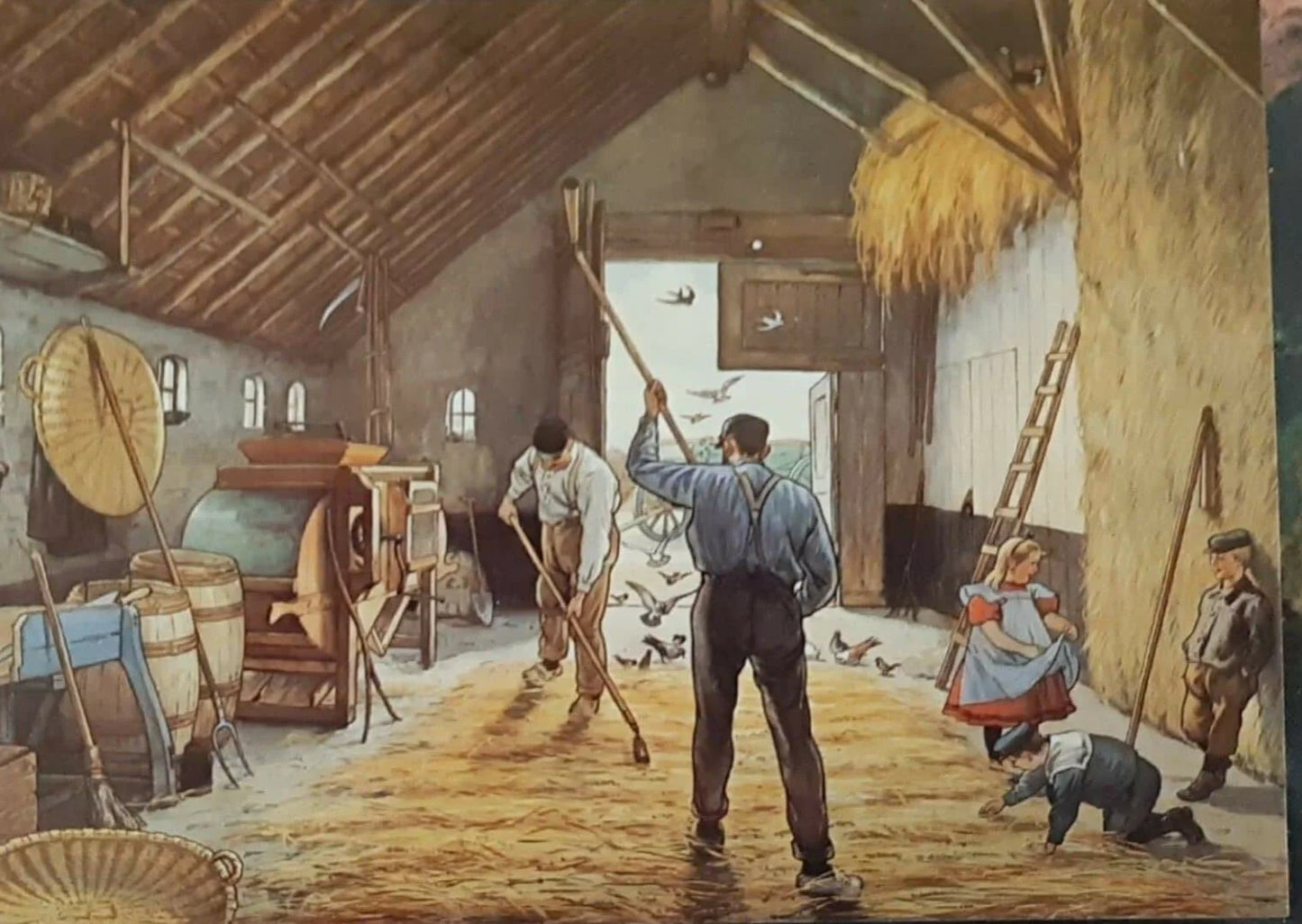 Landleven, dorsen ansichtkaart
