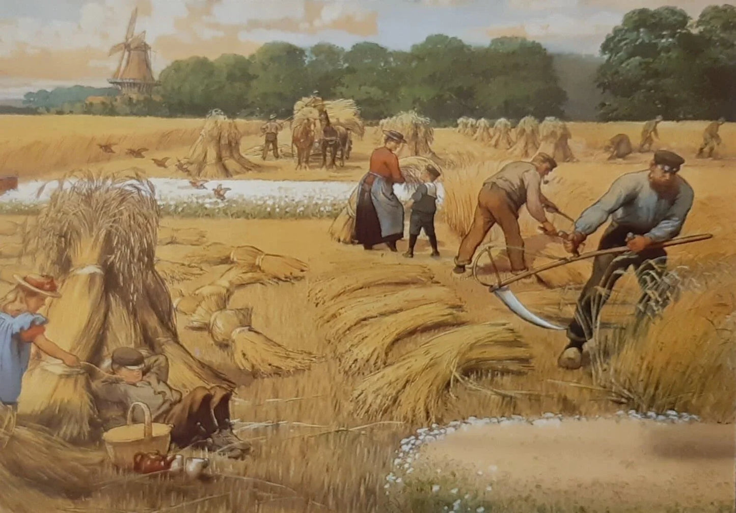 Landleven, maaien ansichtkaart