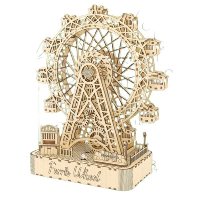 Ferris Wheel houten puzzel muziekdoos, 28,8 × 14,5 × 33 cm