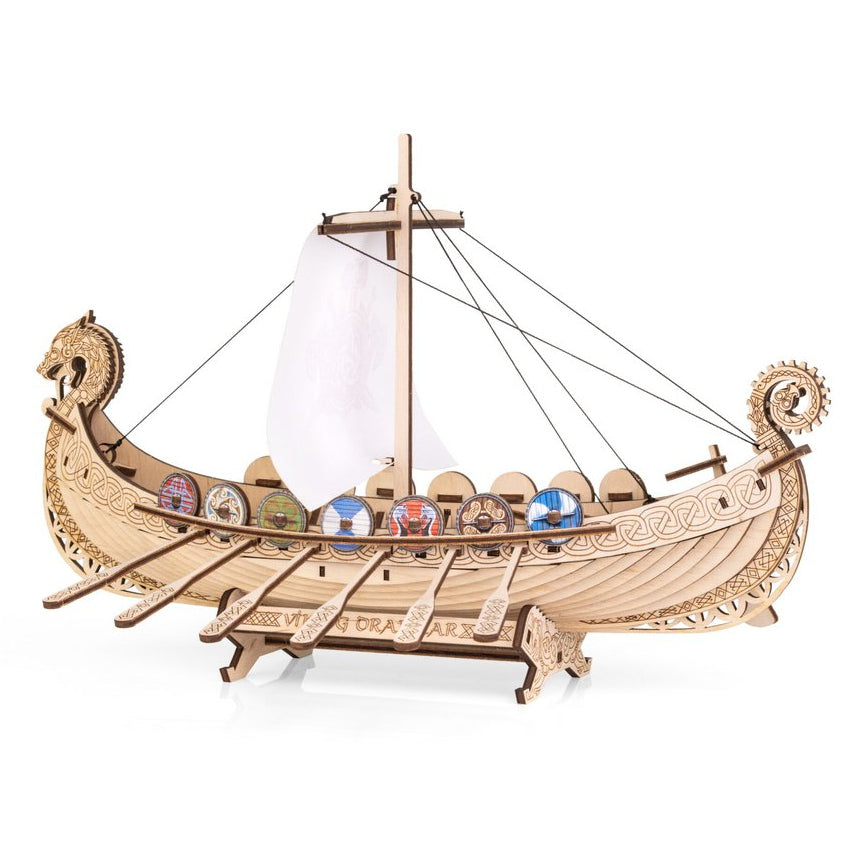 Drakkar Vikingschip houten bouwpakket, 26 × 34 × 21,7 cm