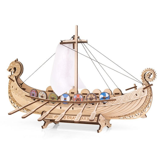 Drakkar Vikingschip houten bouwpakket, 26 × 34 × 21,7 cm