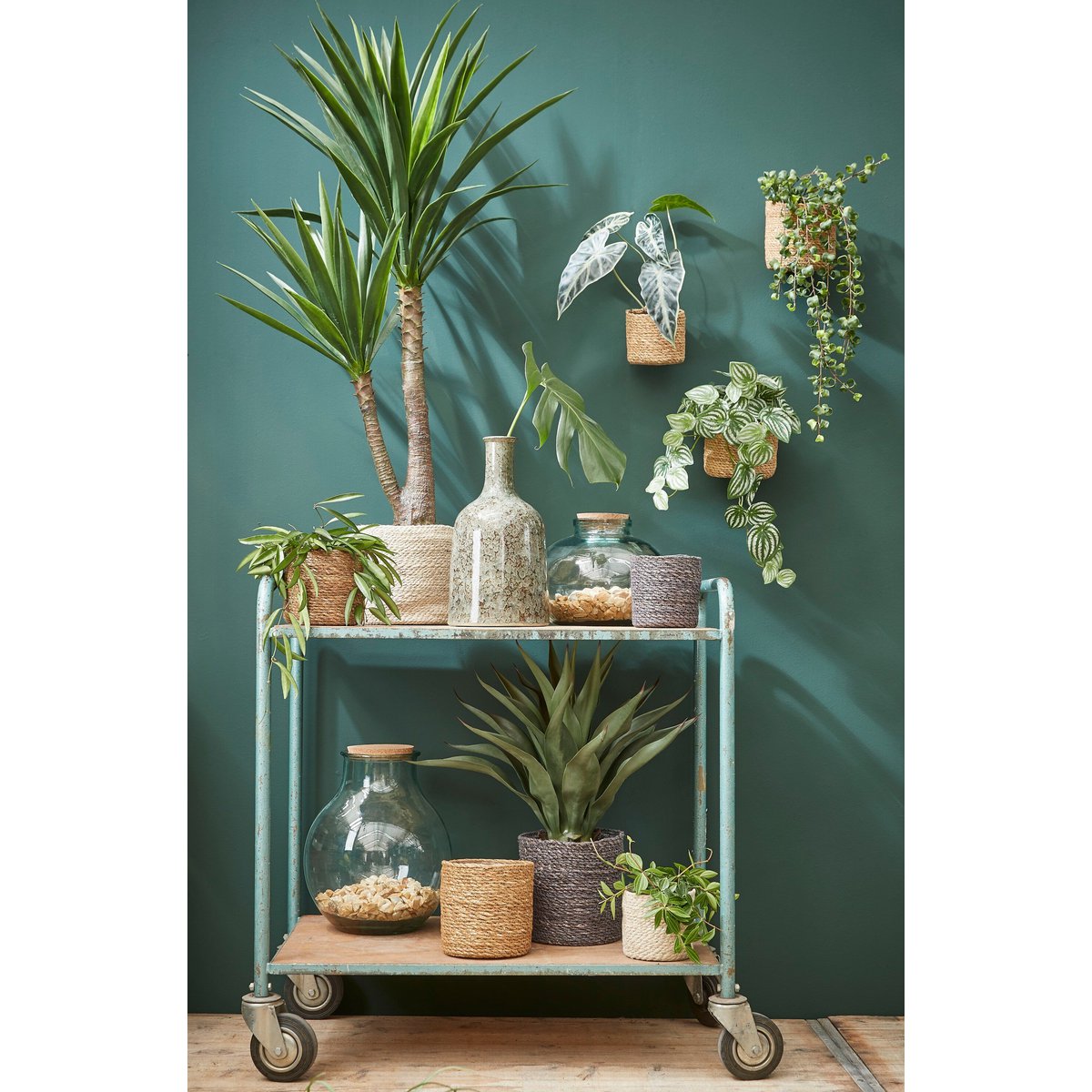 Atlantic plantenmanden, jute, set van 2