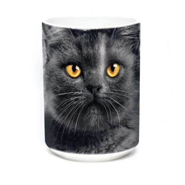 Black cat face mok