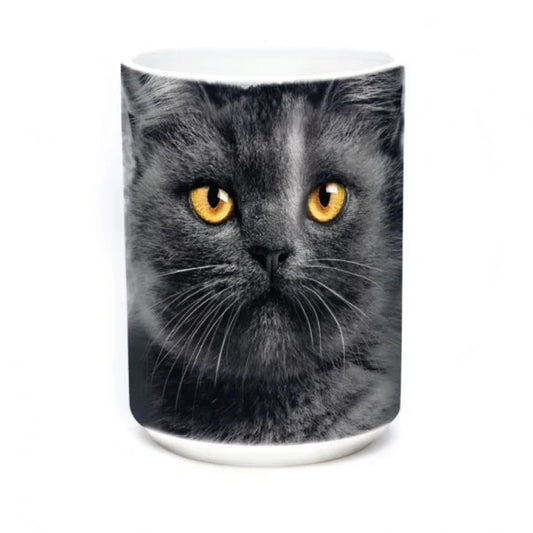 Black cat face mok