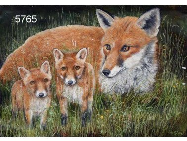 Fox and cubs wenskaart, 14 x 20 cm
