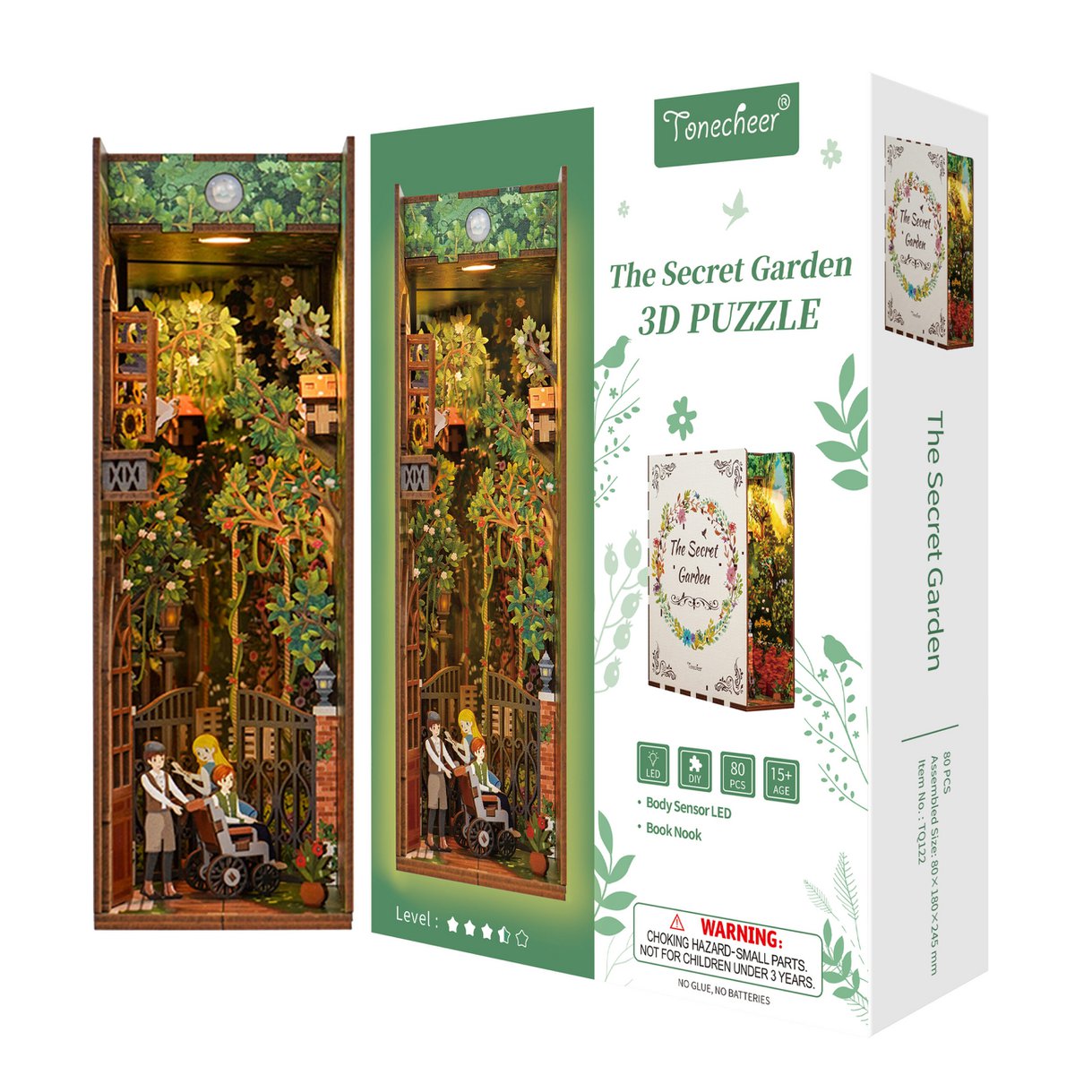 DIY book nook the secret garden bookend, 24,5 cm