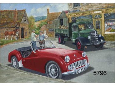 Triumph TR 3A wenskaart, 14 x 20 cm