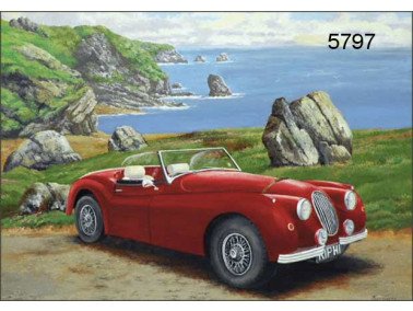 Jaguar XK 120 wenskaart, 14 x 20 cm
