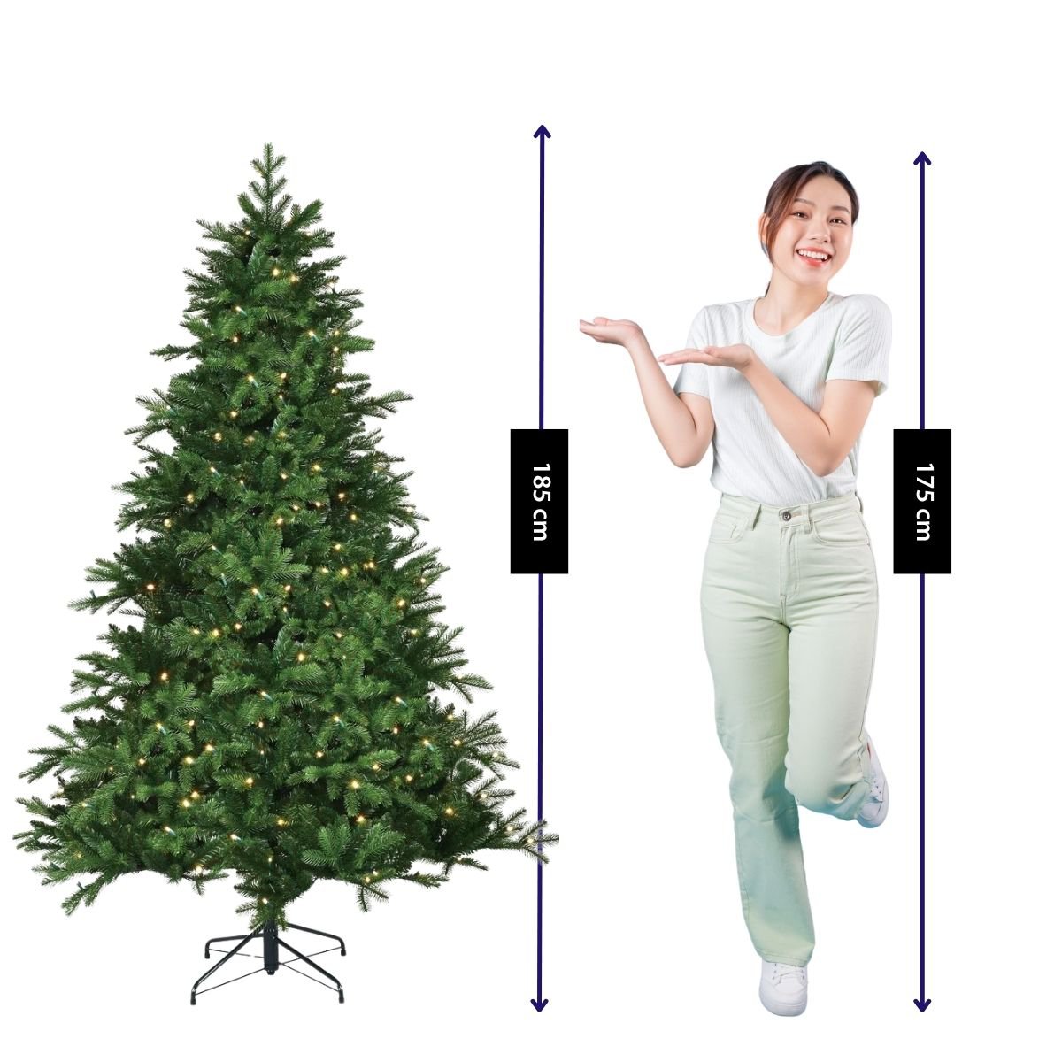 Brampton kunstkerstboom met LED-verlichting, 185 cm