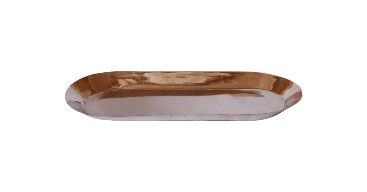 Ovaal dienblad, zilver, 30 × 13 cm