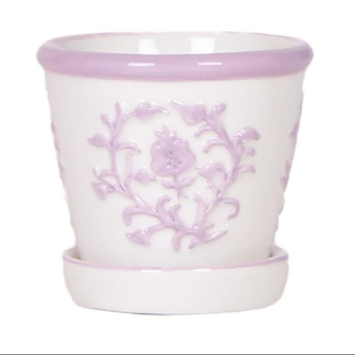 Malaga sierpot met onderschotel, roze, 6 cm