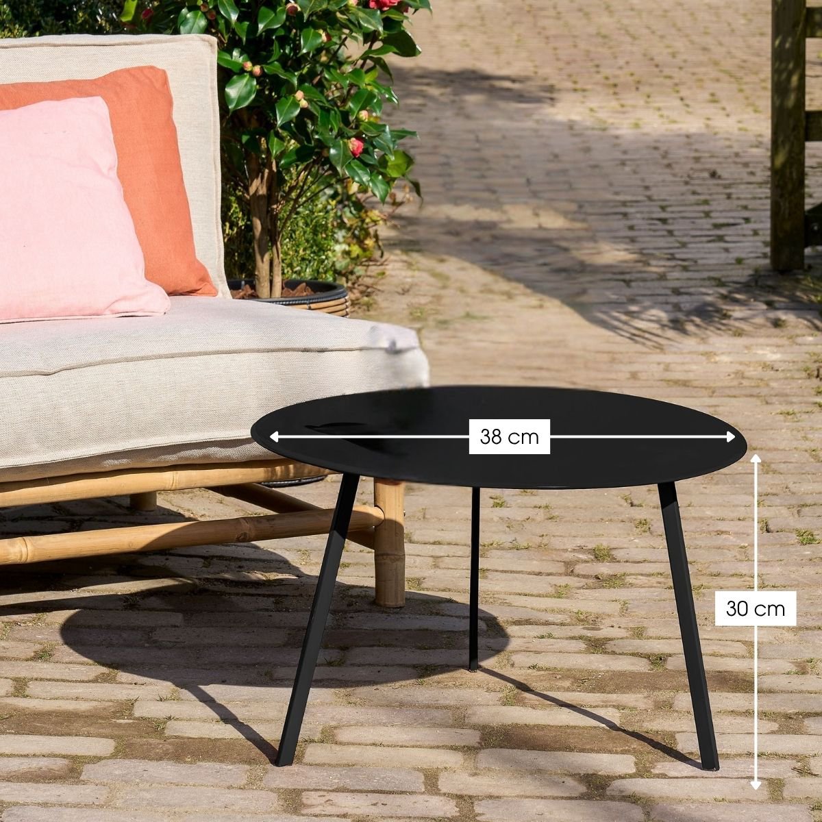 Seattle bijzettafel voor binnen en buiten, zwart, 38 × 38 × 30 cm