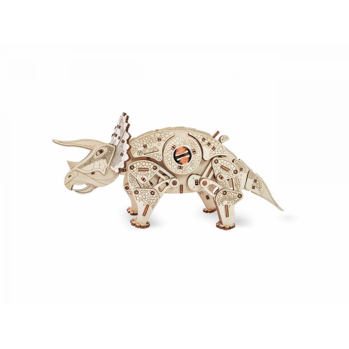 DIY houten mechanische puzzel Triceratops, 32 x 10,5 x 16 cm