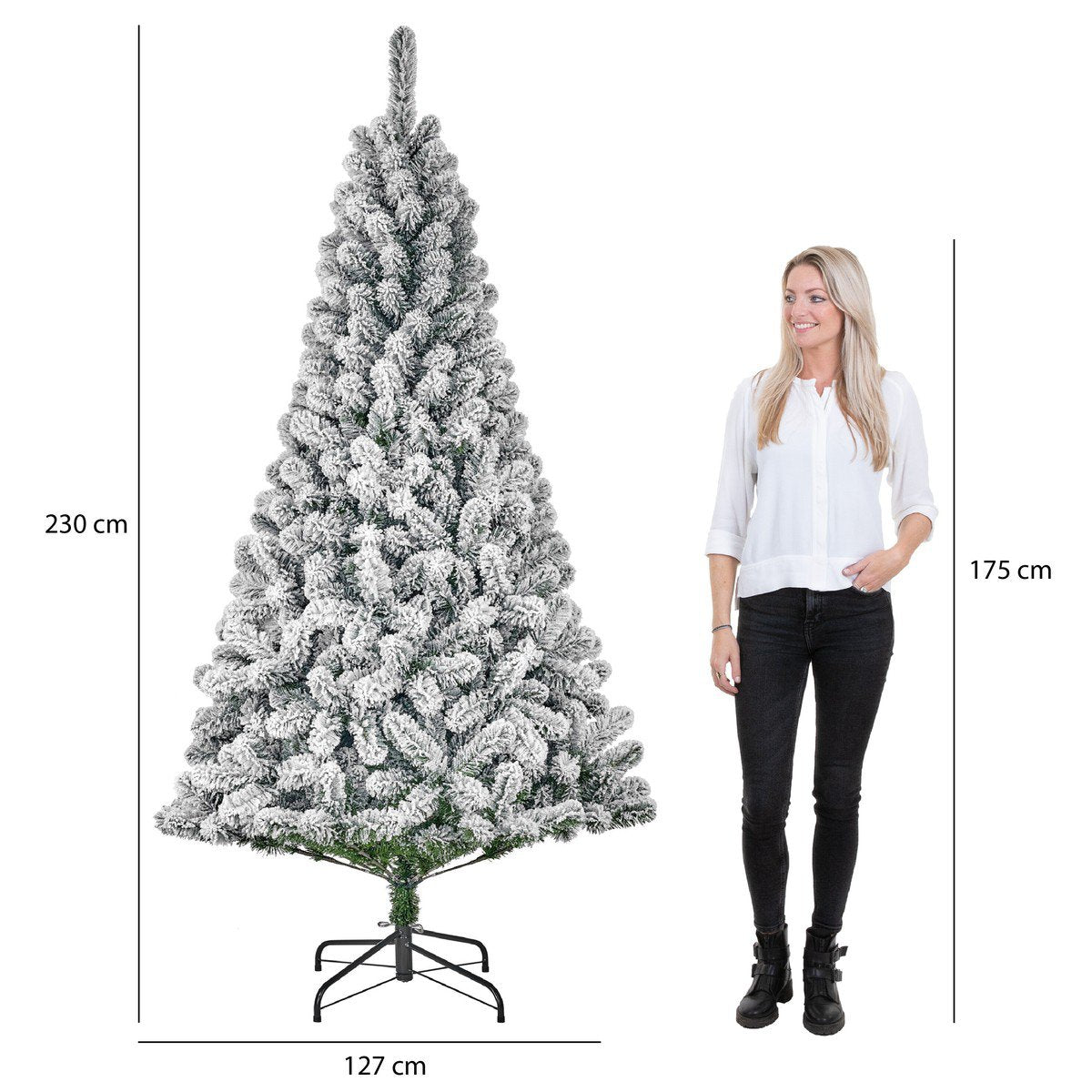 Millington besneeuwde kunstkerstboom, 230 cm, Ø127 cm