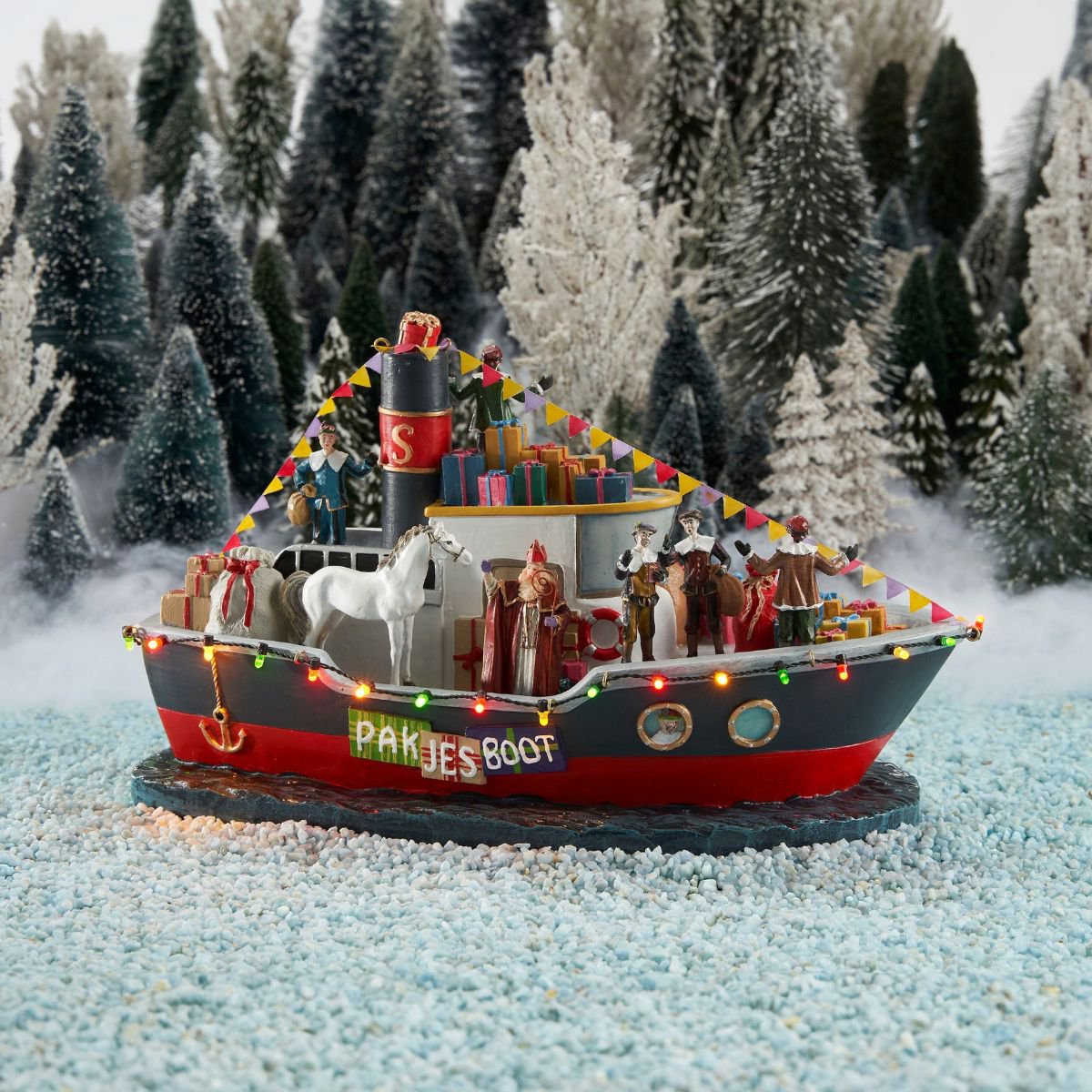 Sinterklaas pakjesboot met LED-verlichting, 32,5 × 17,5 × 19 cm
