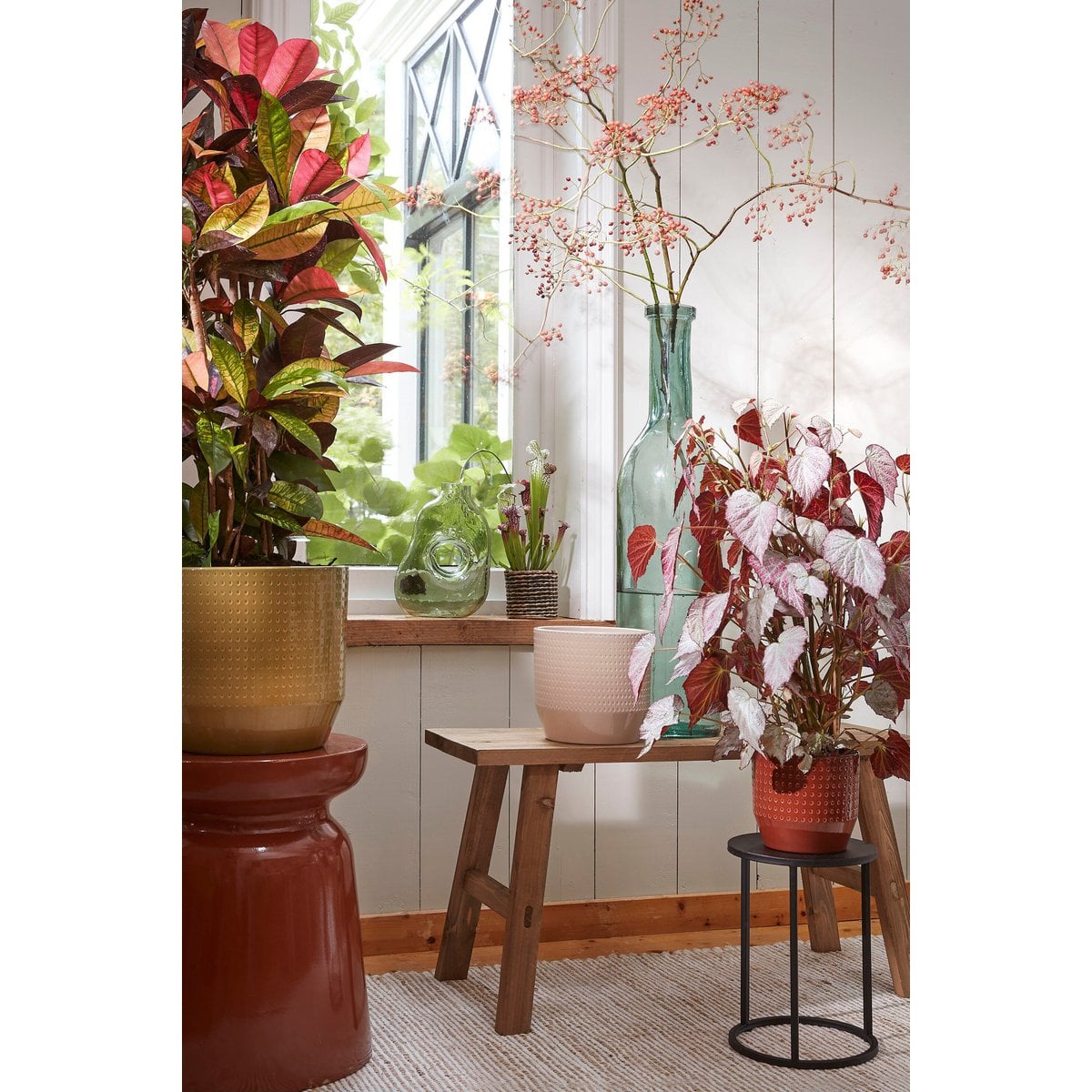 Bold houten bankje van gerecycled hout, 80 x 37 x 44 cm