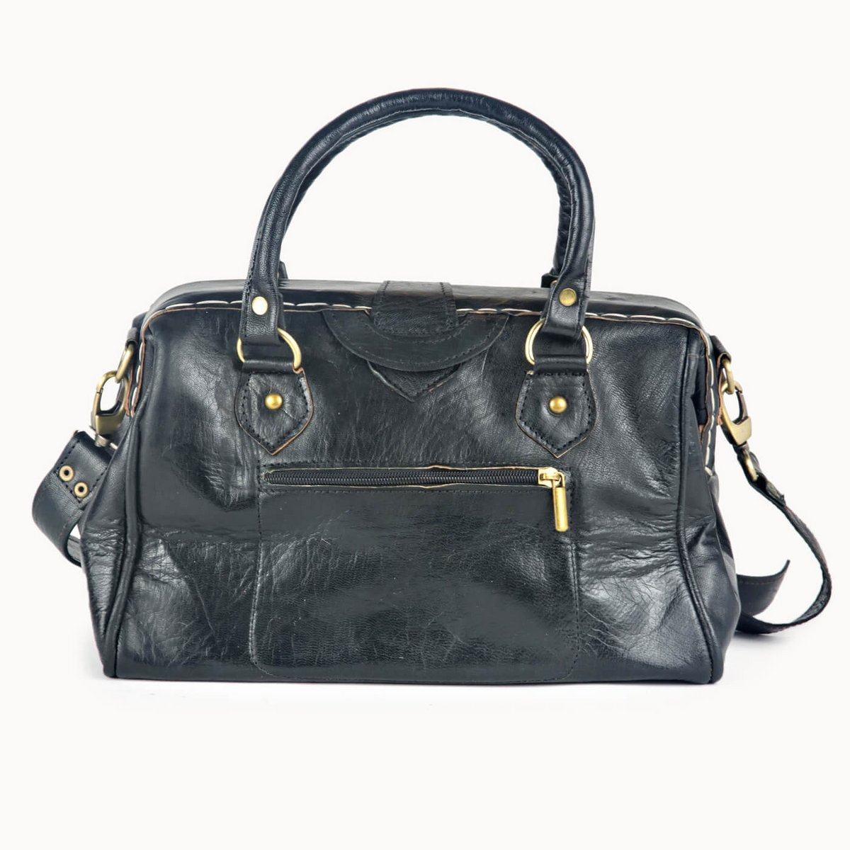 Frou leren handtas met koeienvacht, 30 × 13 × 20 cm