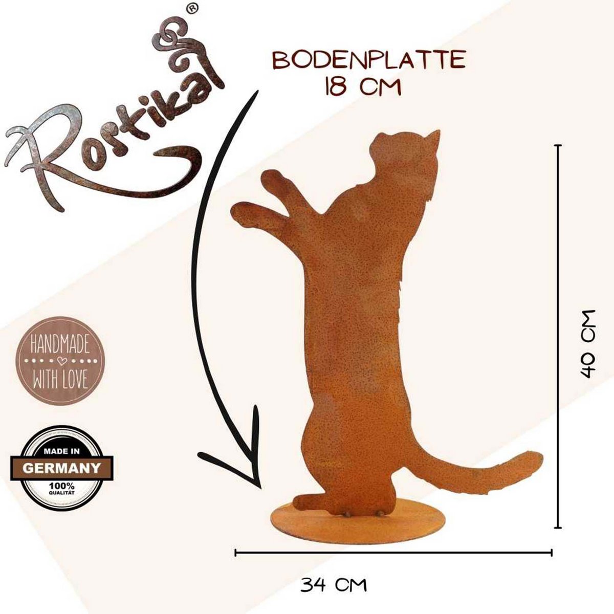 Roestkleurige kat Feline op bodemplaat, 40 cm