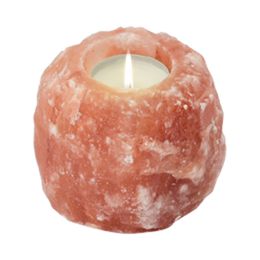 Himalaya zoutkristal theelichthouder rond, 8 cm