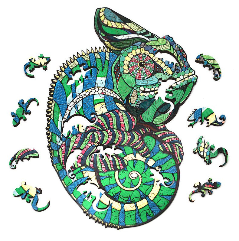 Houten legpuzzel kameleon, 37 x 28 cm