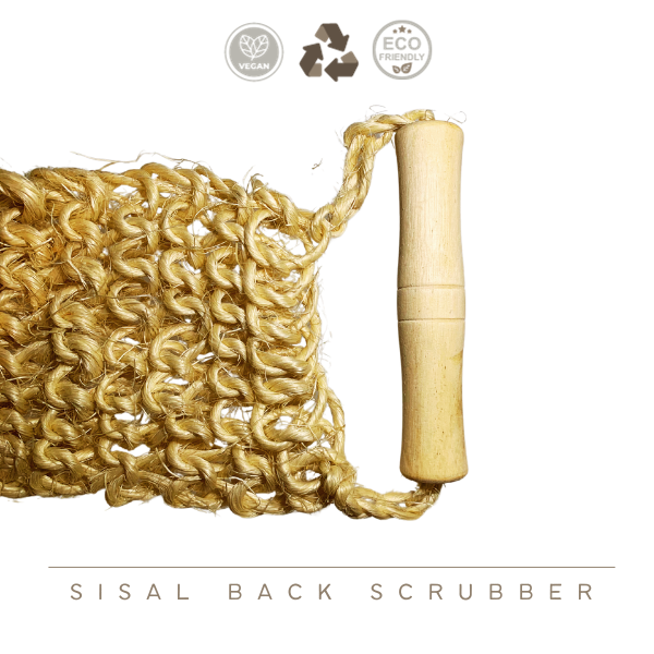 Sisal rugscrubber met bamboe handvat