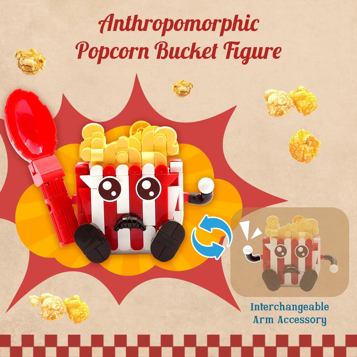 Pantasy 3D bouwblokjes, Popcorn Machine, 21,5 x 16 x 27,5 cm