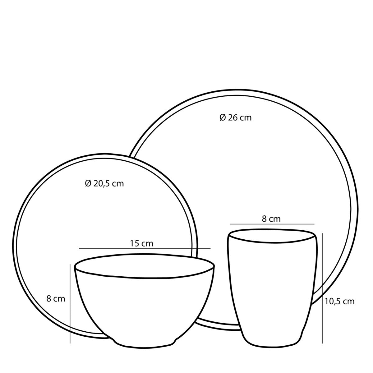 Servies set Tabo, groen, 16-delig