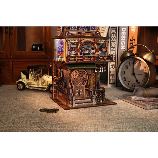 3D houten bouwpakket punk bar bureau organizer 15 × 14 × 25 cm – 161 stukjes