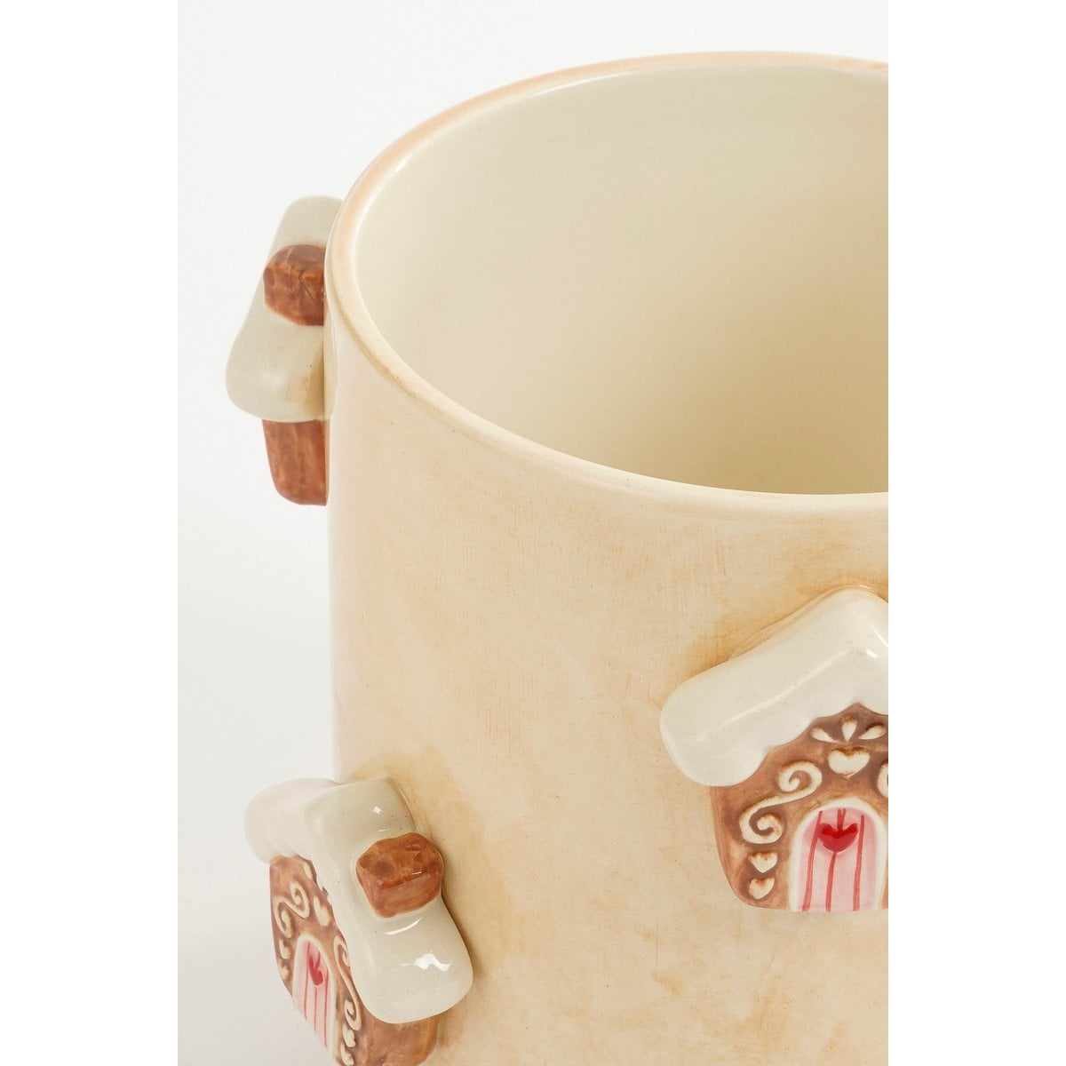 Bloempot met peperkoekdecoratie, crème, 16,5 × 15 cm, 1 stuk