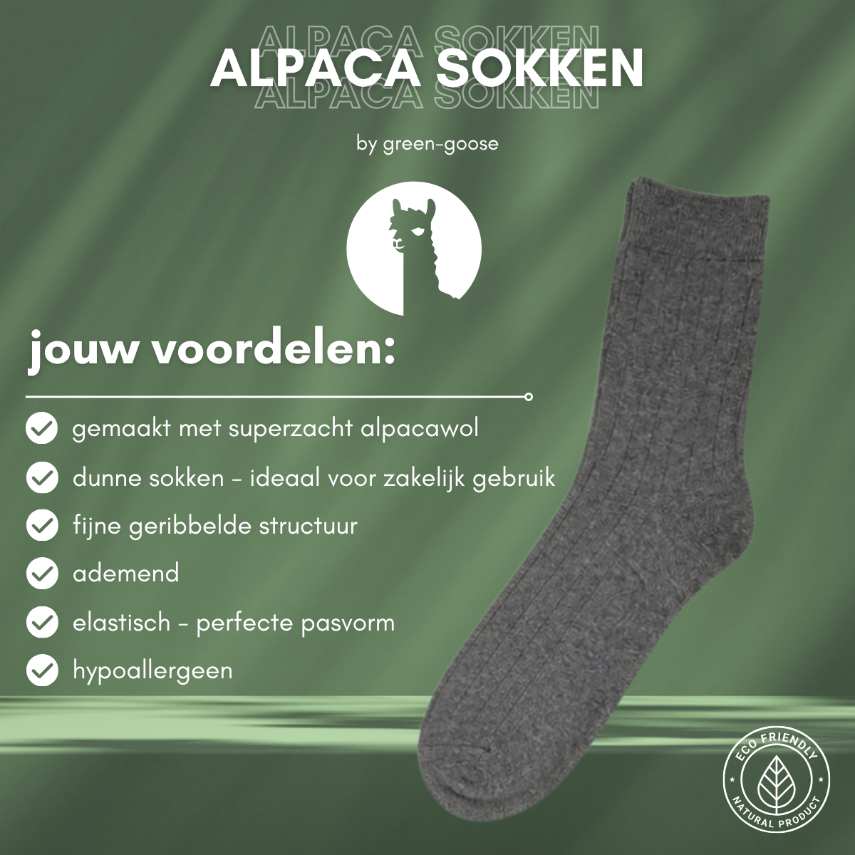 Dunne alpaca sokken, 2 paar, maat 39-42 of 43-46