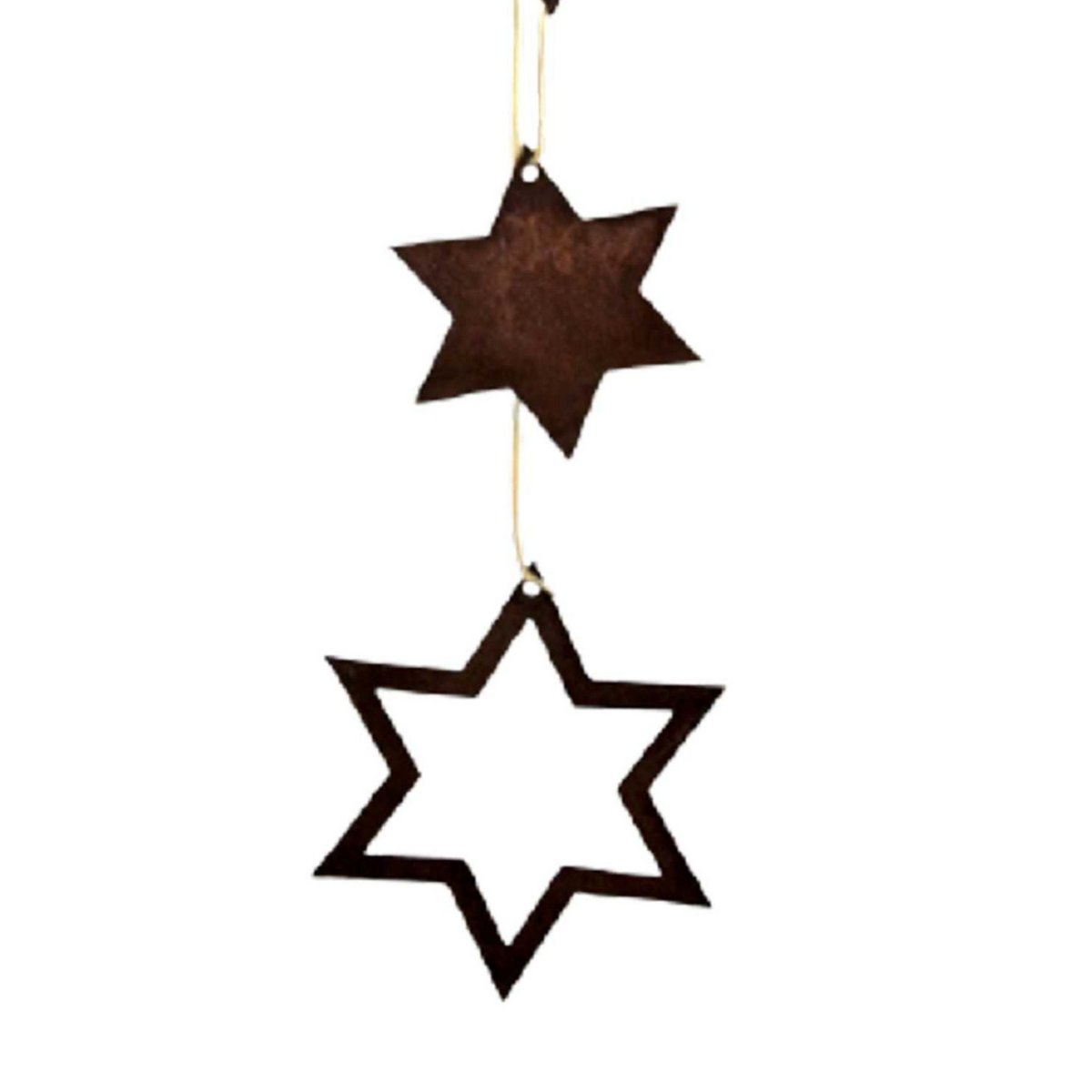 Roest metalen kerststerren set – open en gesloten ster