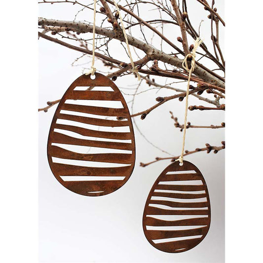 Roestmetalen paaseieren, set van 2