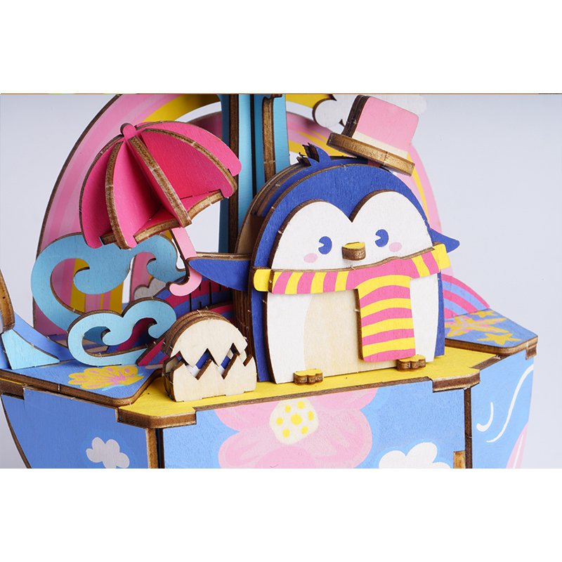 Houten muziekdoos 3D puzzel Ocean Park, 16 cm