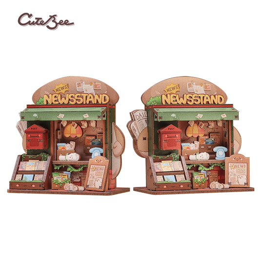 3D houten miniatuur kiosk, 9,2 x 5,2 x 9,5 cm