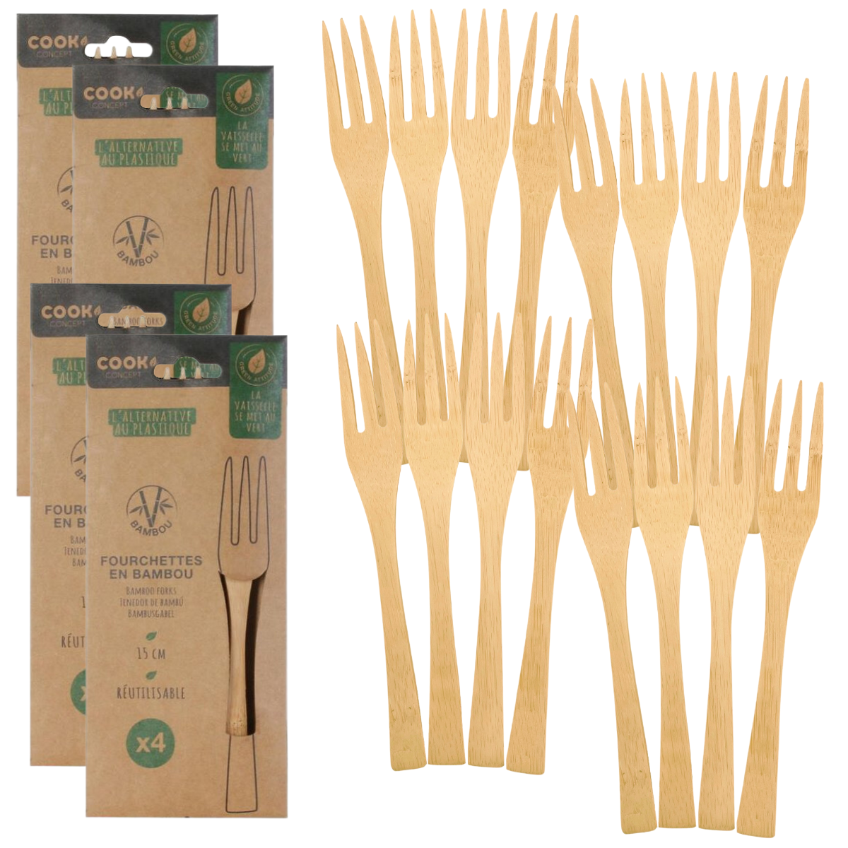 Bamboe vorken, set van 16 stuks, 15 cm