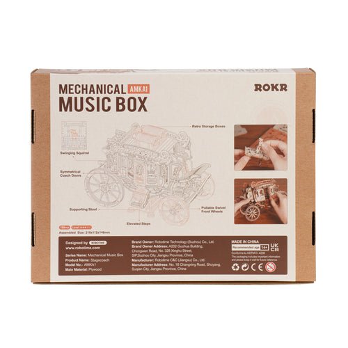 DIY 3D bouwpakket muziekdoos koets, 22 cm