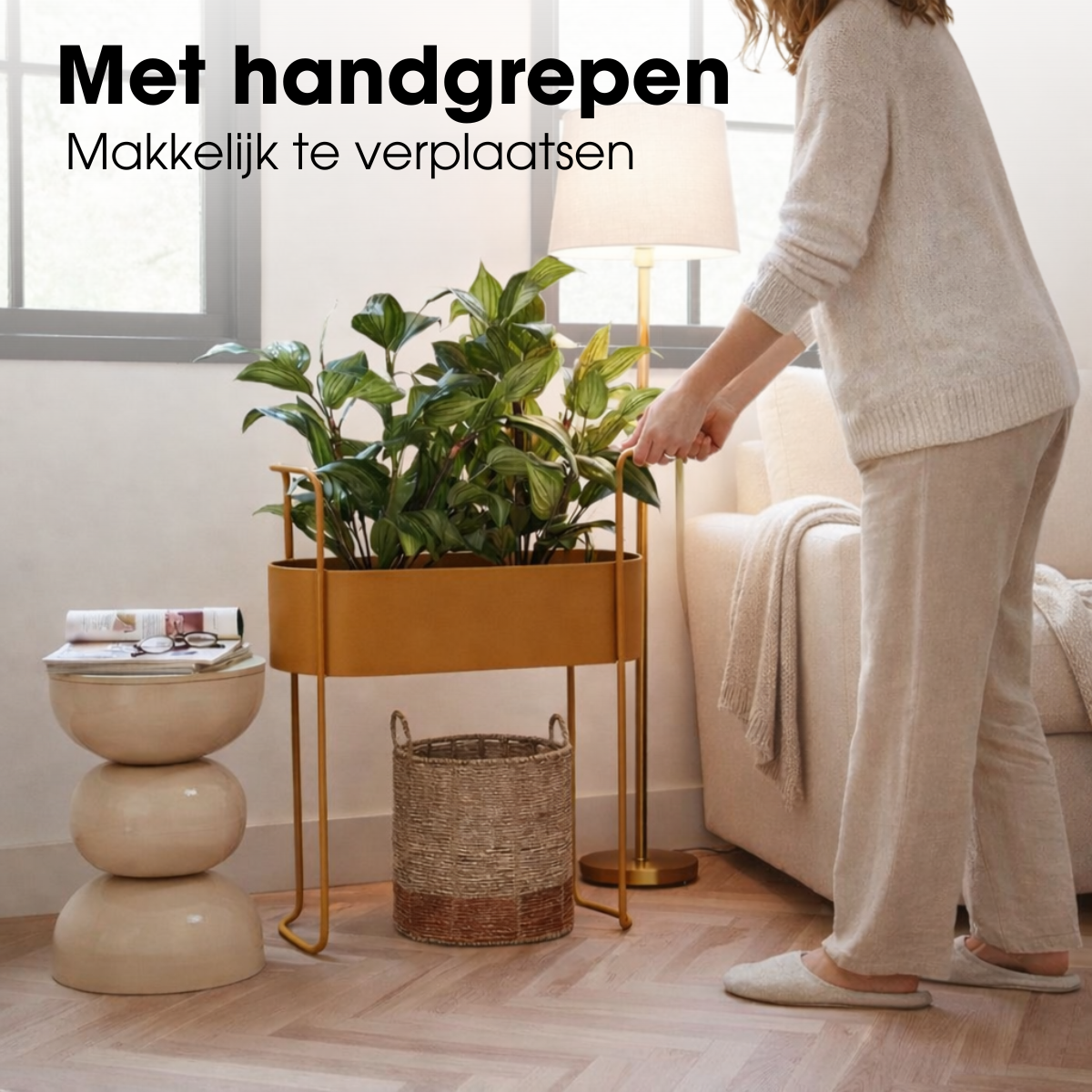 Moritz plantenbak op standaard, bruin, 55 × 24 × 65 cm