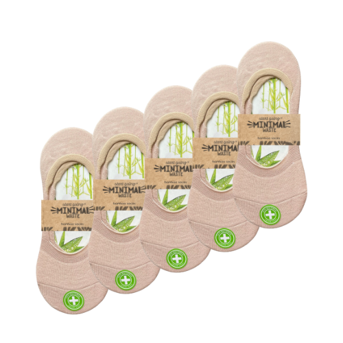 Bamboe footies crème, 5 paar, 85% bamboe