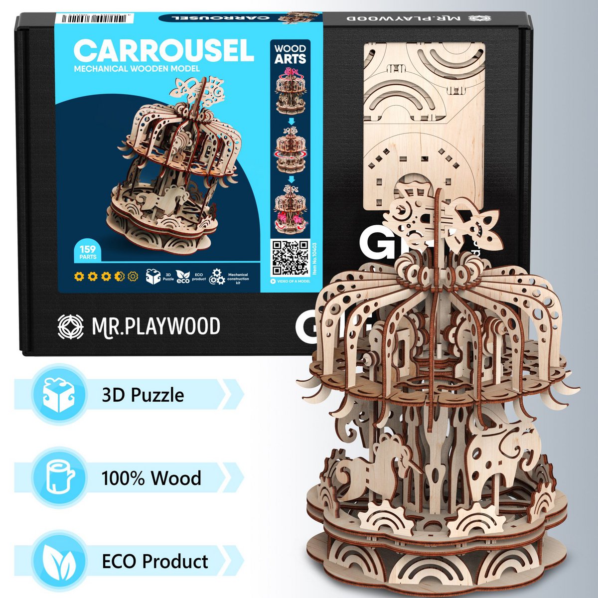 Mr. Playwood houten carrousel puzzel