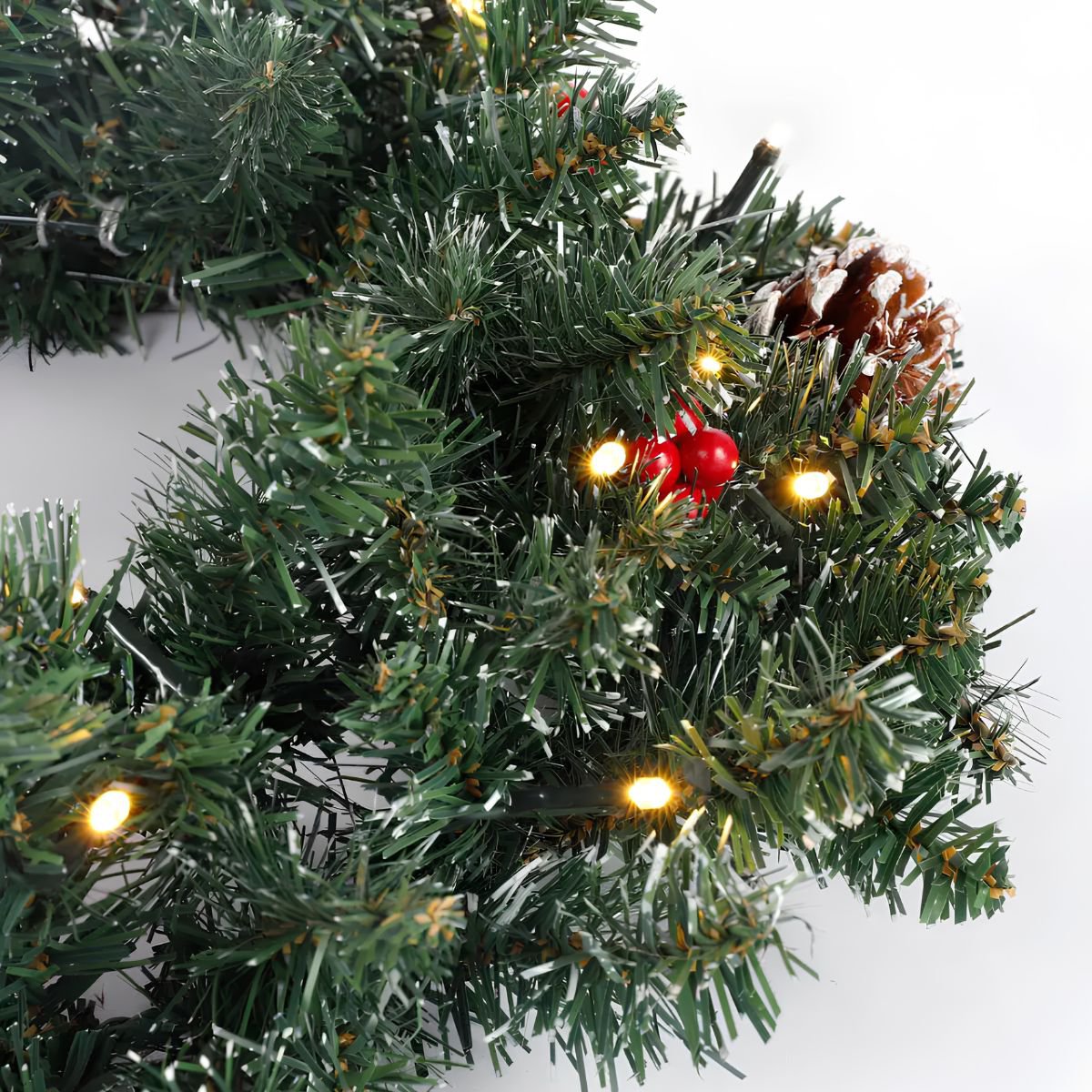 Creston kerstboomset met LED, 2 bomen en 1 krans, groen, 90 cm