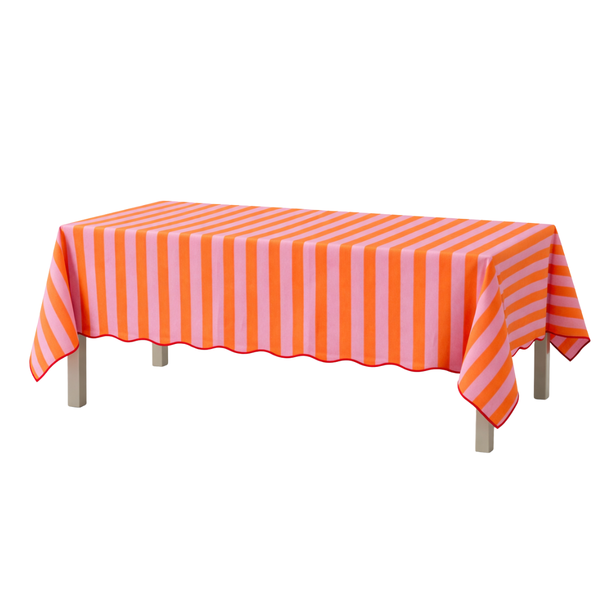 Tafelkleed oranje/roze gestreept 250 x 140 cm