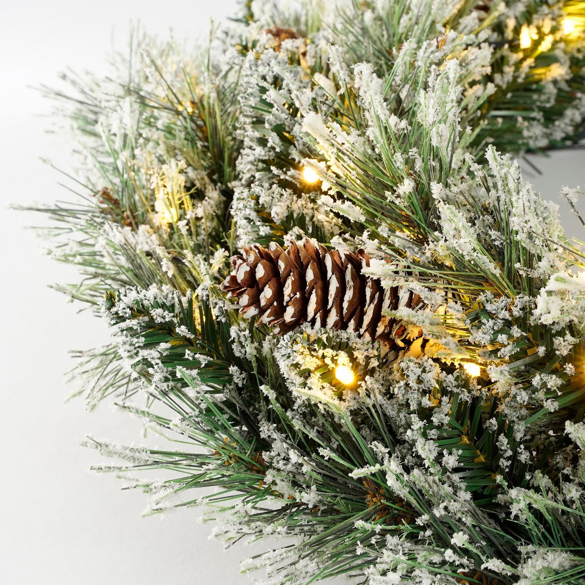 Vandans besneeuwde kerstkrans met verlichting, Ø 60 cm