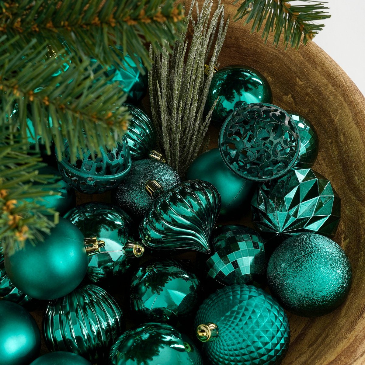 Donkergroene kerstballen set, onbreekbaar, 60 stuks Ø 7 cm