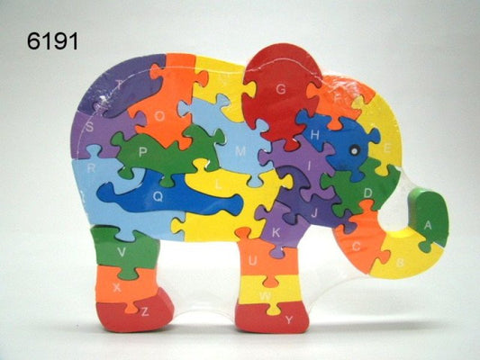 Alfabet en cijfers vormenpuzzel, olifant