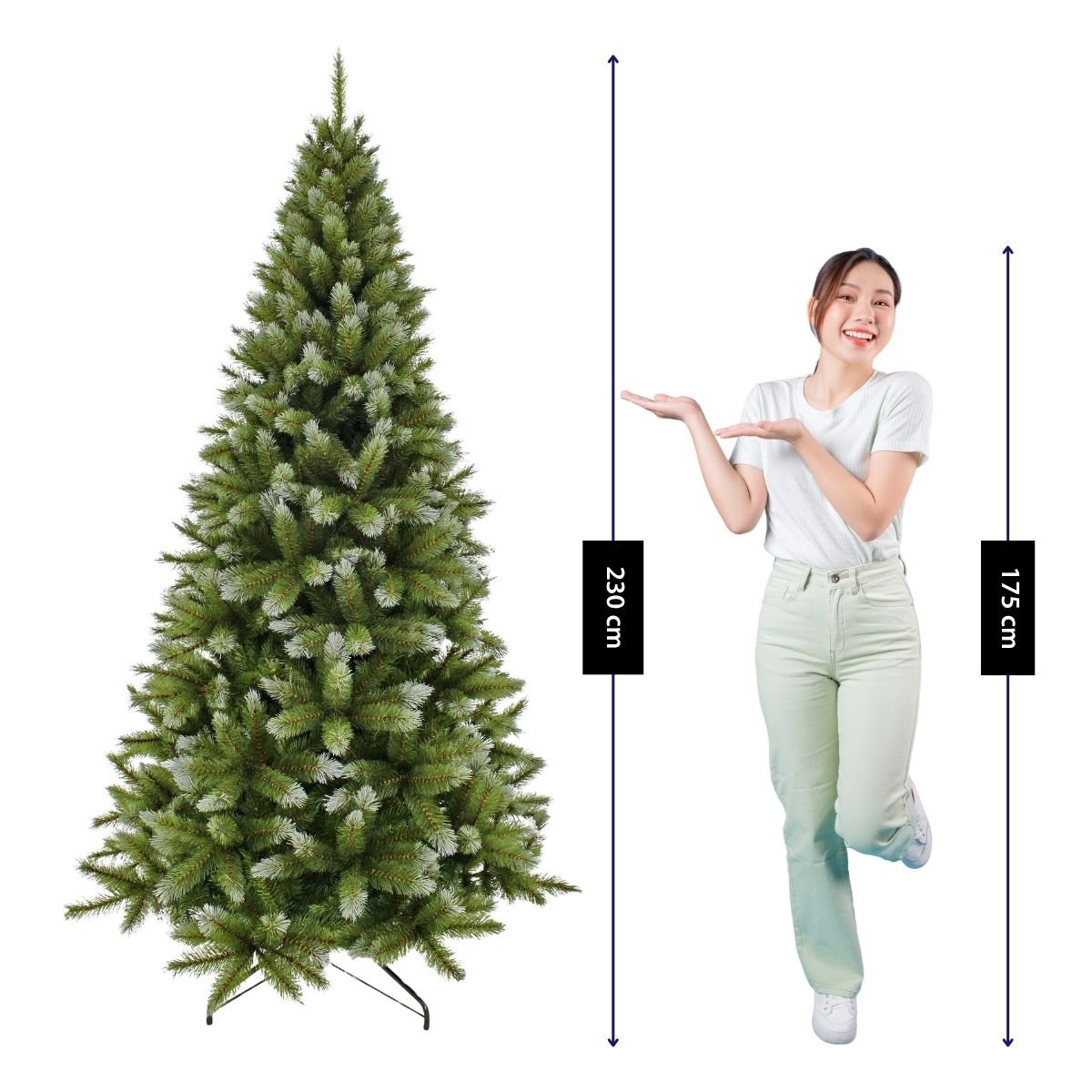 Pittsburgh kunstkerstboom, groen met witte toppen, 230 cm, Ø122 cm