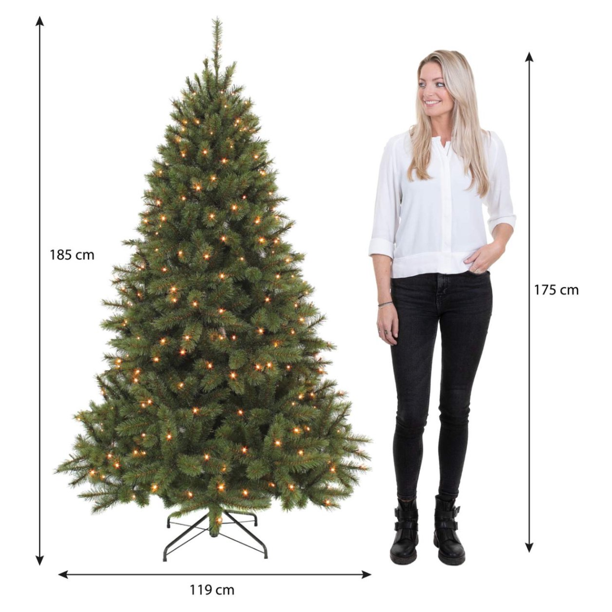 Kunstkerstboom Bristlecone met LED-verlichting, donkergroen, 185 cm